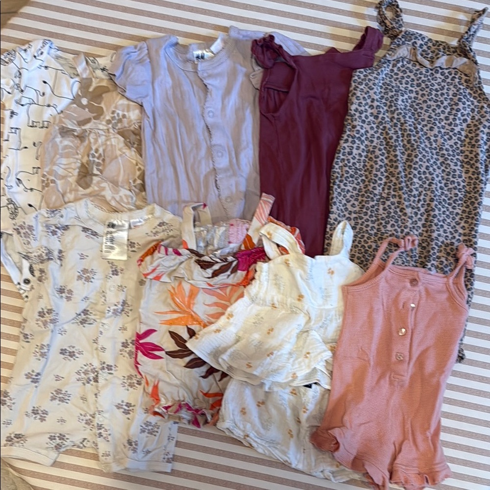 Assorted Baby Rompers and Dresses 3-6mo